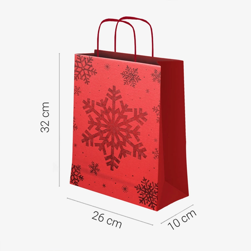 Bolsas Regalo Mediana Cartón Navidad 26 x 10 x 32 cm Copo de Nieve Glitter