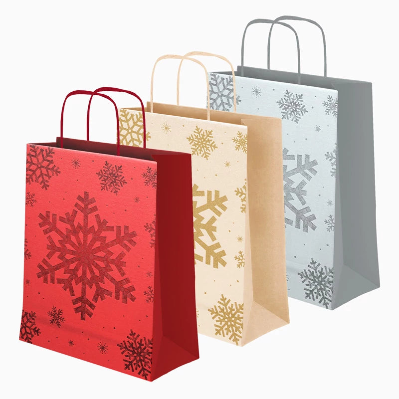 Bolsa Regalo Grande Cartón Navidad 30 x 10 x 42 cm Copo de Nieve Glitter