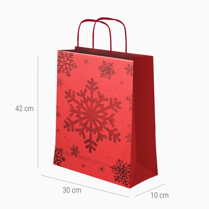 Bolsa Regalo Grande Cartón Navidad 30 x 10 x 42 cm Copo de Nieve Glitter