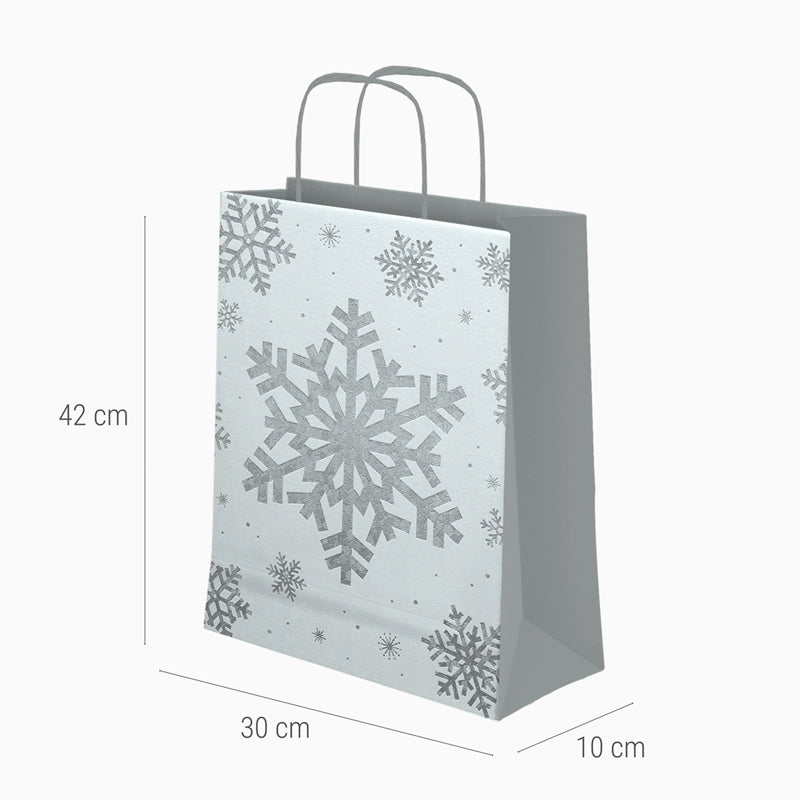 Bolsa Regalo Grande Cartón Navidad 30 x 10 x 42 cm Copo de Nieve Glitter