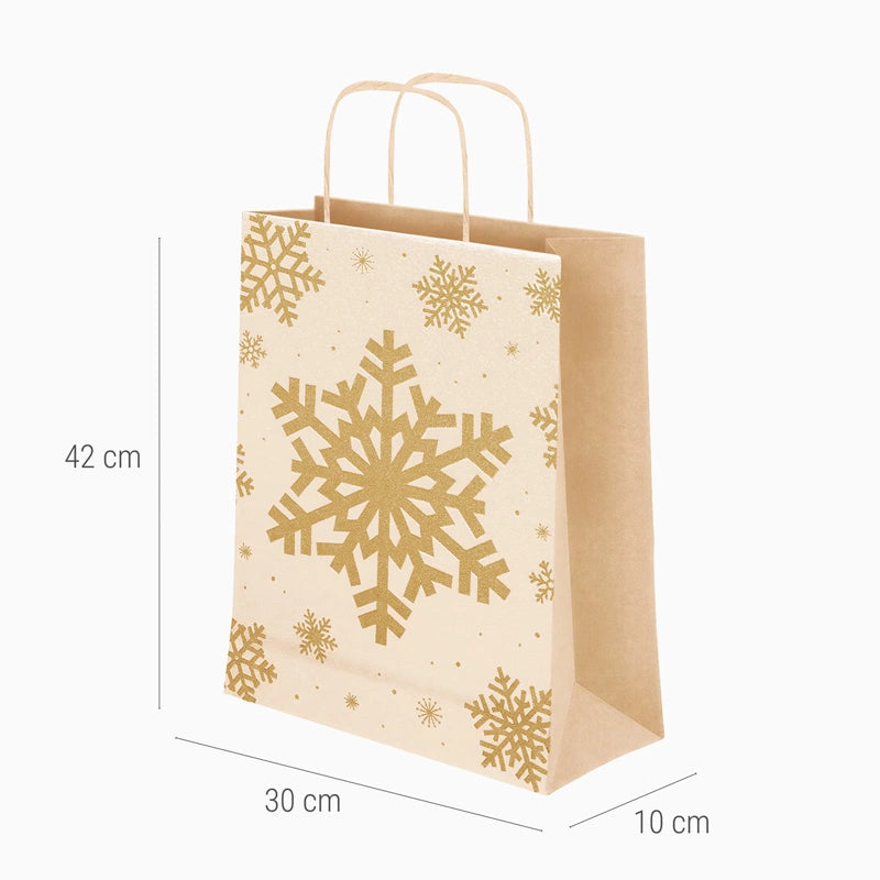 Bolsa Regalo Grande Cartón Navidad 30 x 10 x 42 cm Copo de Nieve Glitter