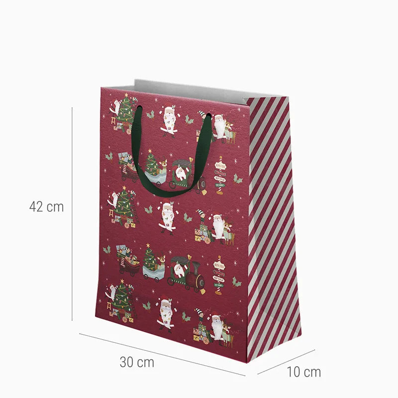 Bolsa Regalo Grande Cartón Navidad 30 x 10 x 42 cm Rojo ¡Llega Papá Noel!