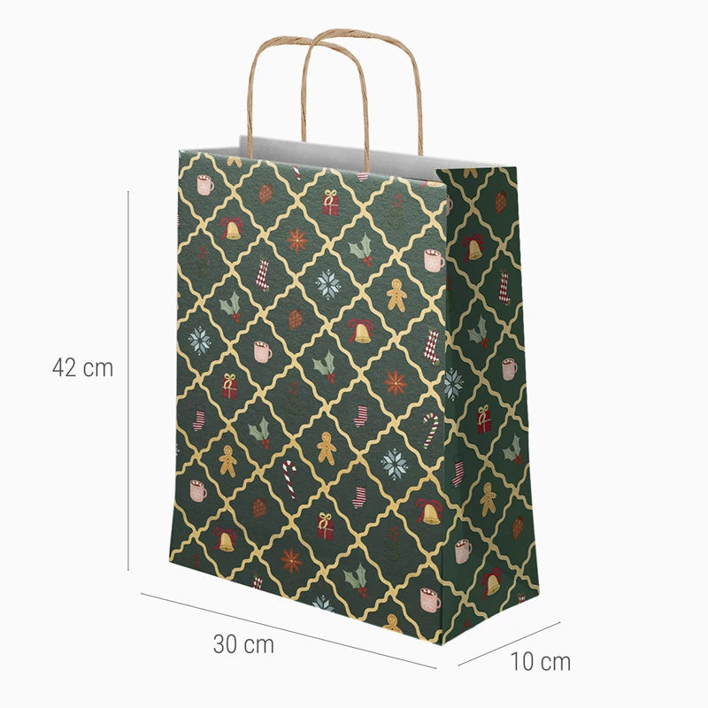 Grand sac cadeau de Noël en carton 30 x 10 x 42 cm Le Père Noël arrive !