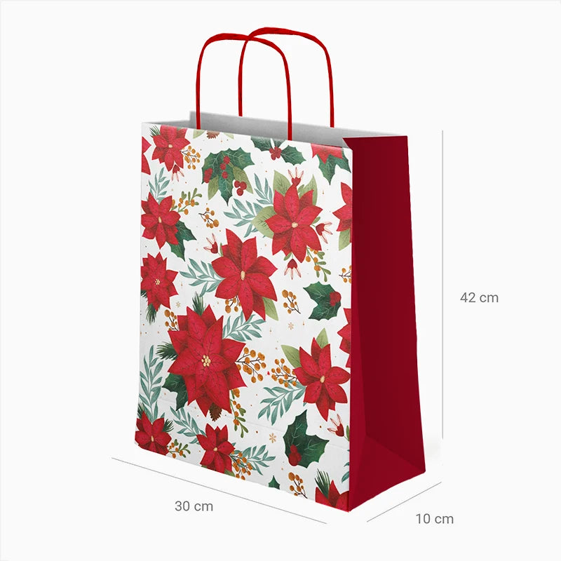 Bolsa Regalo Grande Cartón Navidad 30 x 10 x 42 cm Flor de Pascua