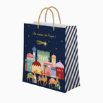 Bolsa Regalo Grande Cartón Navidad 30 x 10 x 42 cm Azul Petit Reyes Magos