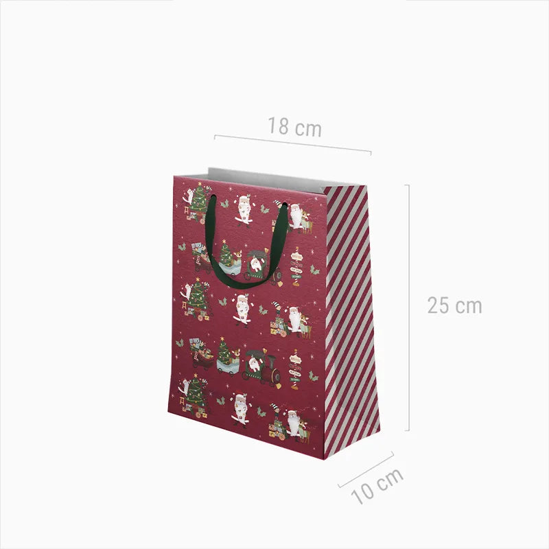 Piccolo sacchetto regalo di Natale 18 x 10 x 24 cm Babbo Natale rosso sta arrivando!