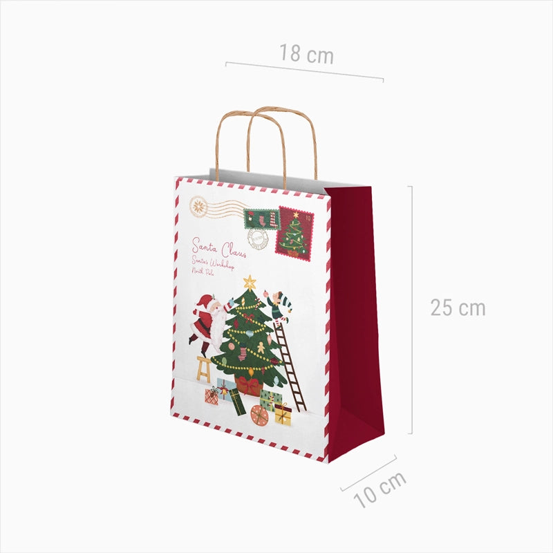 Bolsas Regalo Navidad Pequeñas 18 x 10 x 24 cm ¡Llega Papá Noel!