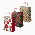 Sacos pequenos de papelão para presentes de Natal 18 x 10 x 24 cm Poinsétia
