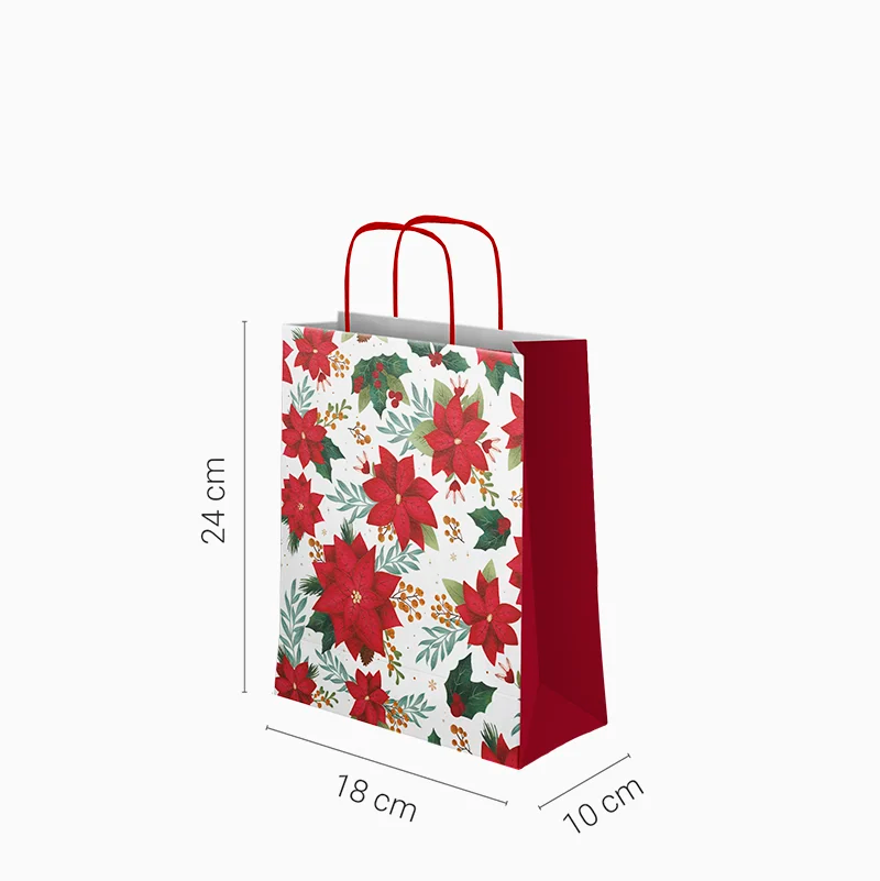 Kleine Weihnachtsgeschenktüten aus Pappe, 18 x 10 x 24 cm, Weihnachtsstern