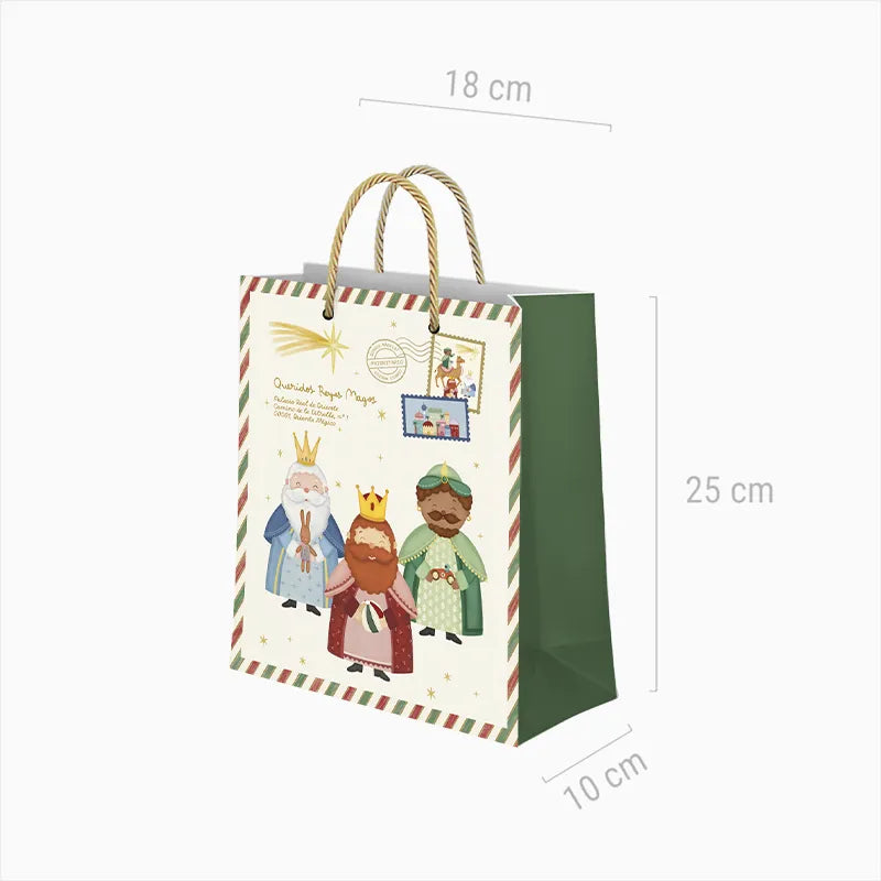 Bolsa Regalo Pequeña Cartón Navidad 18 x 10 x 24 cm Carta Petit Reyes Magos