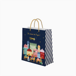 Bolsa Regalo Pequeña Cartón Navidad 18 x 10 x 24 cm Azul Petit Reyes Magos