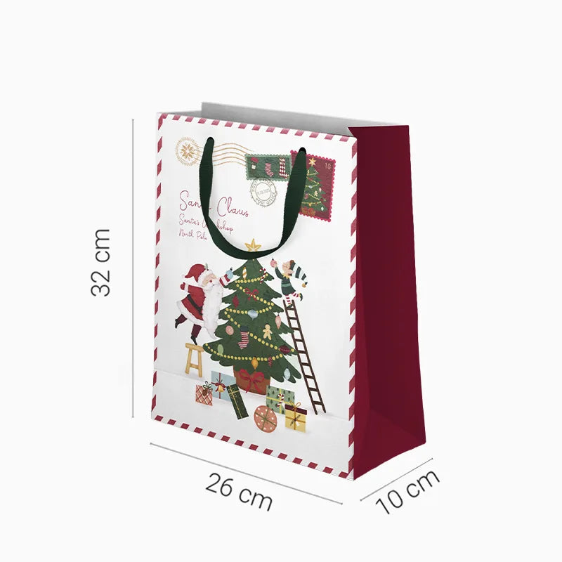 Sacolas Médias de Natal em Cartão 26 x 10 x 32 cm O Papai Noel está chegando!