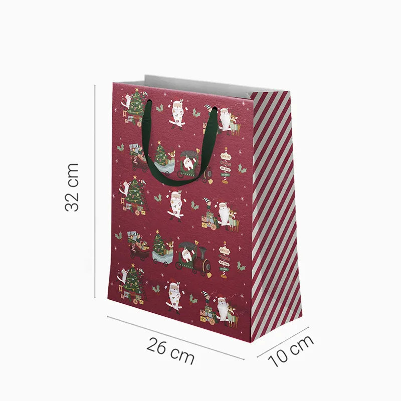 Bolsa Regalo Mediana Cartón Navidad 26 x 10 x 32 cm Rojo ¡Llega Papá Noel!