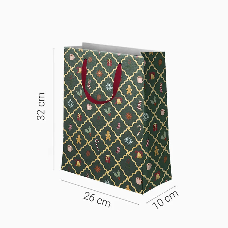 Bolsa Regalo Mediana Cartón Navidad 26 x 10 x 32 cm Verde ¡Llega Papá Noel!