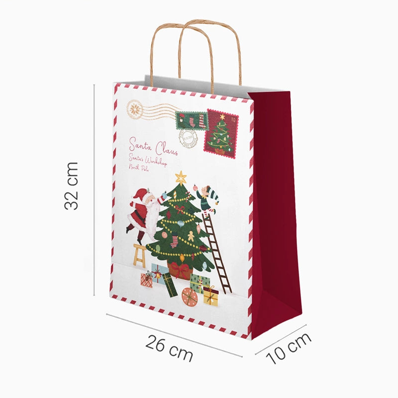 Medium Cardboard Christmas Gift Bags 26 x 10 x 32 cm Santa Claus is coming!