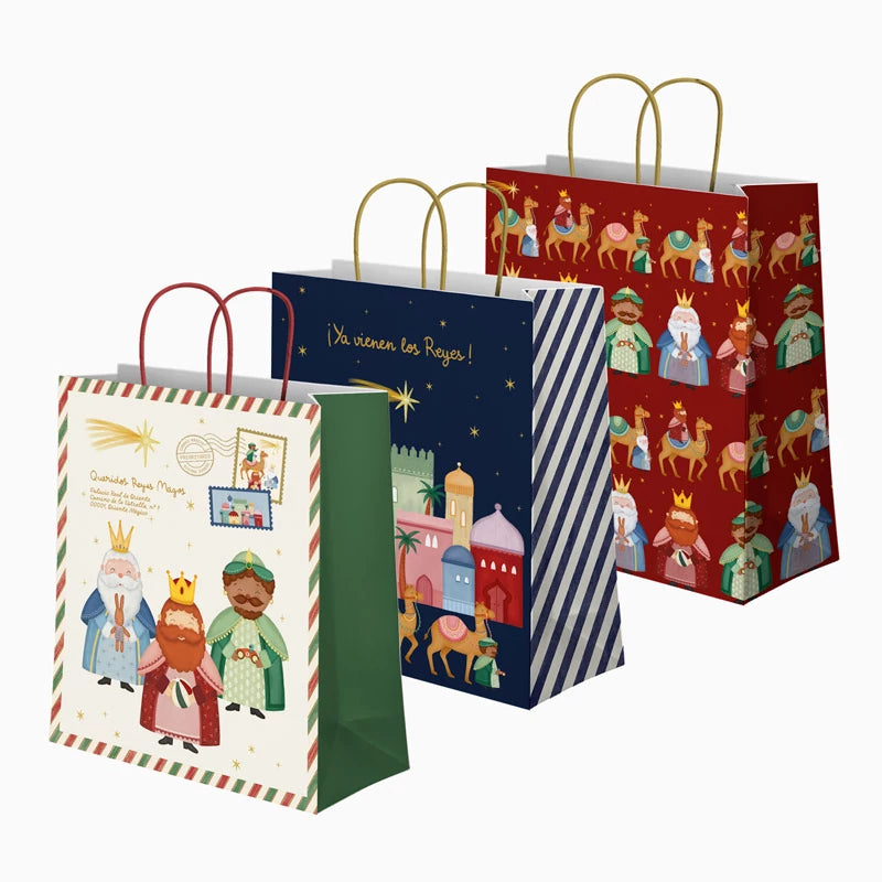 Mittlere Weihnachtsgeschenktüten 26 x 10 x 32 cm Petit Three Wise Men