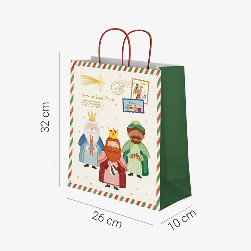 Mittlere Weihnachtsgeschenktüten 26 x 10 x 32 cm Petit Three Wise Men