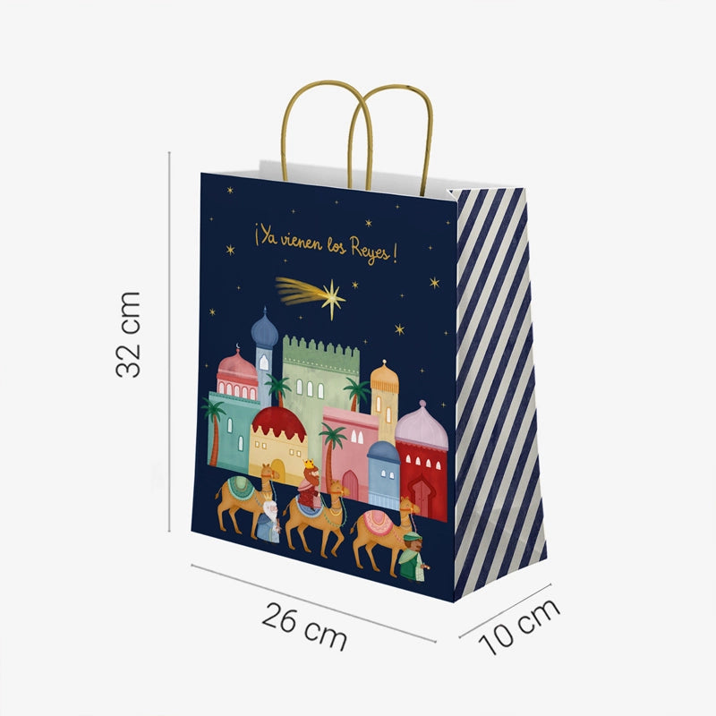 Mittlere Weihnachtsgeschenktüten 26 x 10 x 32 cm Petit Three Wise Men