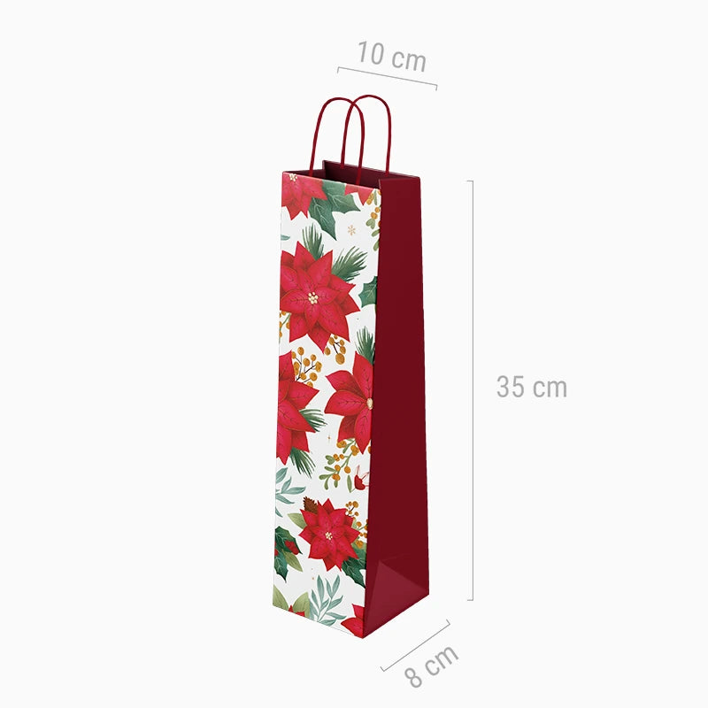 Christmas Cardboard Wine Bottle Gift Bags 10 x 8 x 35 cm Easter Flower
