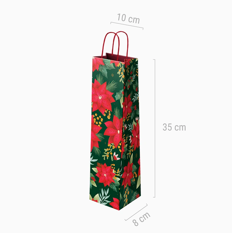 Christmas Cardboard Wine Bottle Gift Bags 10 x 8 x 35 cm Easter Flower