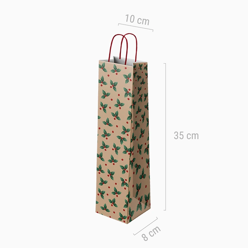 Christmas Cardboard Wine Bottle Gift Bags 10 x 8 x 35 cm Easter Flower