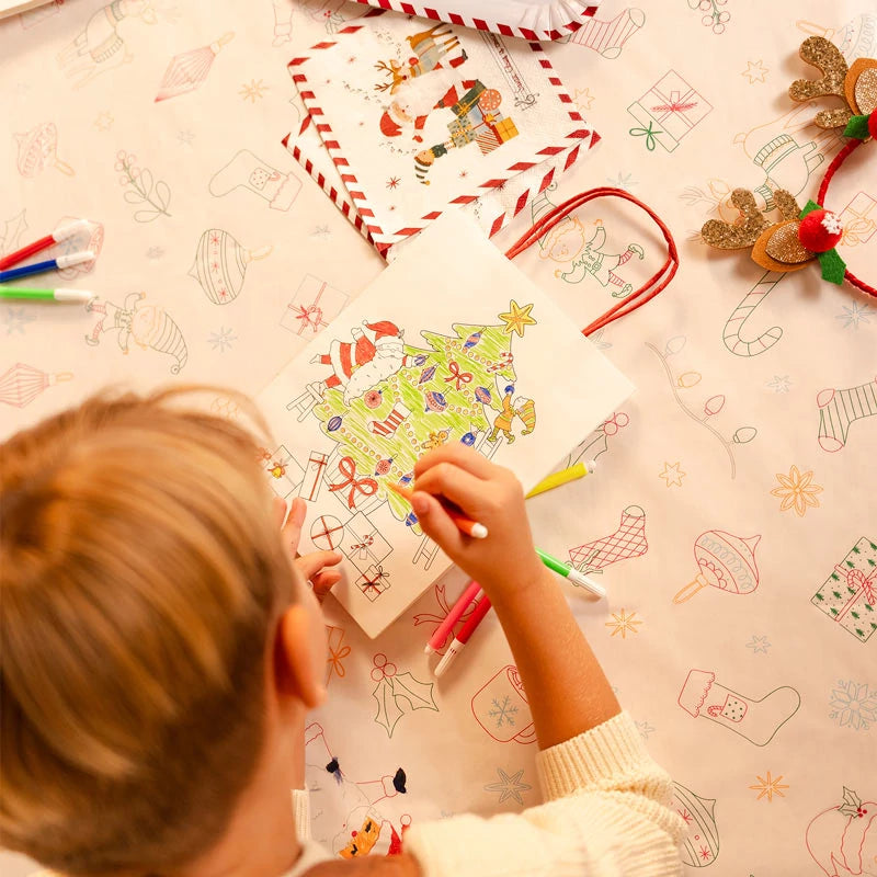 Inspiracion con Bolsa Regalo Pequeña Cartón Navidad 18 x 10 x 24 cm + Rotuladores para Colorear ¡Llega Papá Noel!