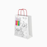 Sacola pequena de papelão para presente de Natal 18 x 10 x 24 cm + marcadores para colorir Petit Três Reis Magos