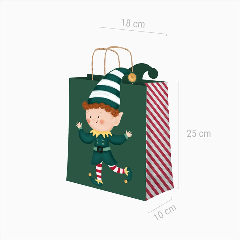 Bolsas Forma Regalo Navidad Pequeñas 18 x 10 x 24 cm ¡Llega Papá Noel!
