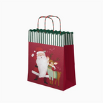 Bolsa Regalo Mediana Cartón Navidad 26 x 10 x 32 cm ¡Llega Papá Noel! con Ciervo