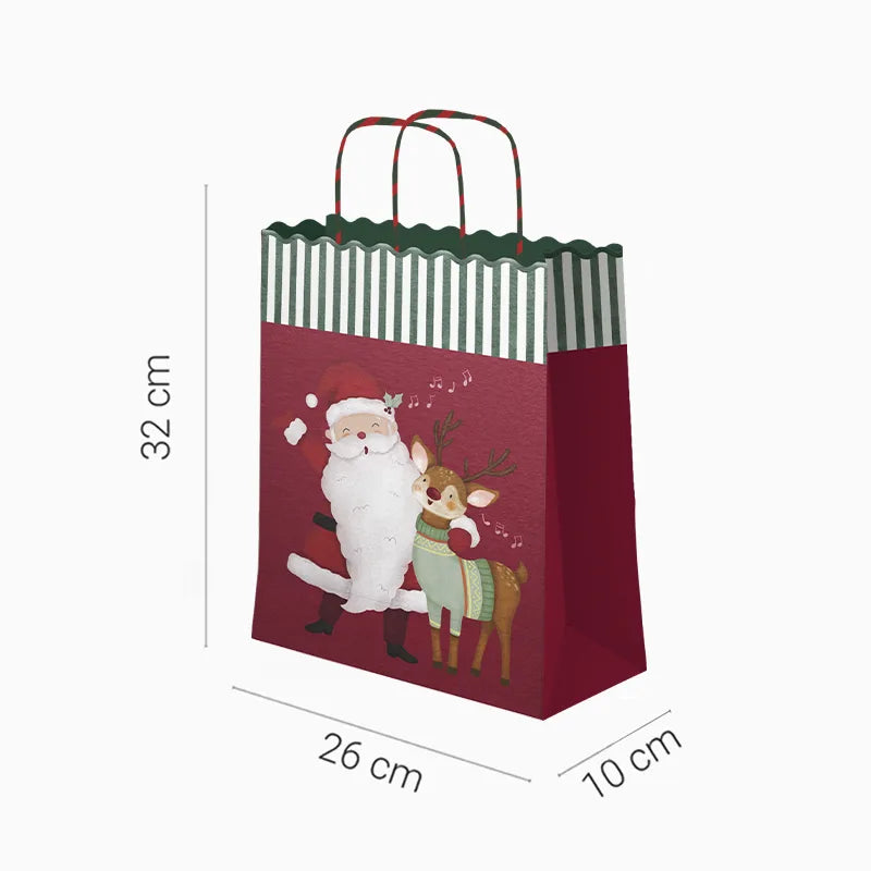 Bolsa Regalo Mediana Cartón Navidad 26 x 10 x 32 cm ¡Llega Papá Noel! con Ciervo