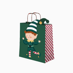 Bolsa Forma Regalo Mediana Cartón Navidad 26 x 10 x 32 cm Elfo ¡Llega Papá Noel!