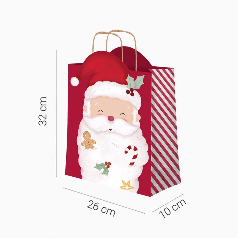 Bolsas Forma Regalo Mediana Cartón Navidad 26 x 10 x 32 cm ¡Llega Papá Noel!