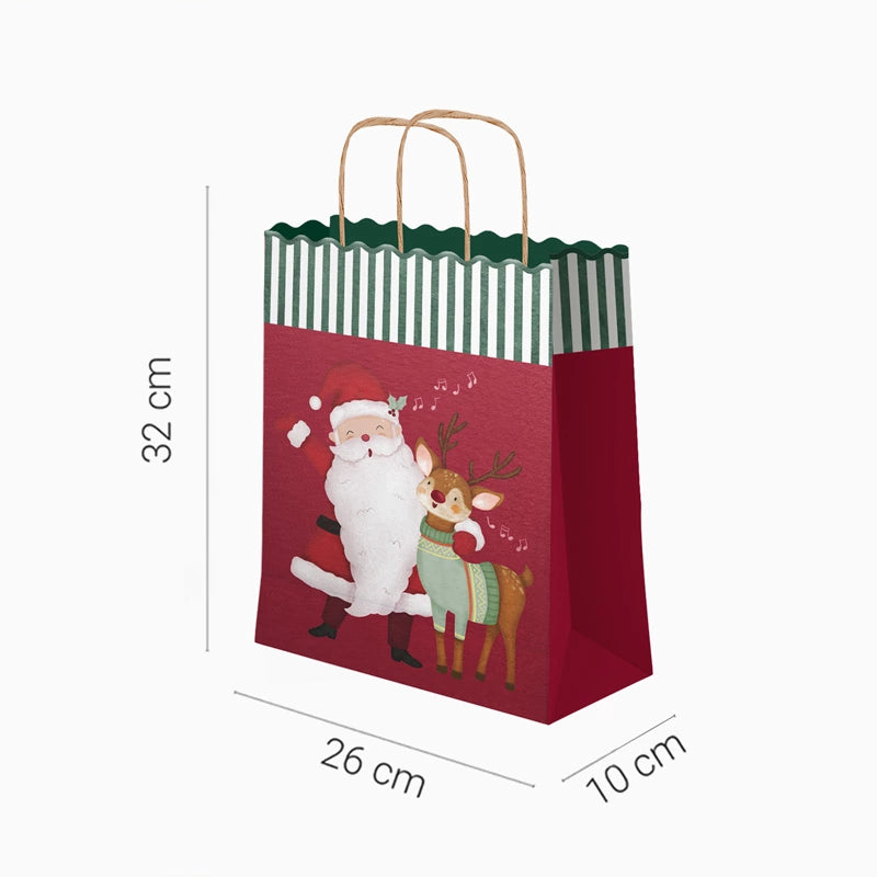 Bolsas Forma Regalo Mediana Cartón Navidad 26 x 10 x 32 cm ¡Llega Papá Noel!
