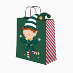 Bolsa Forma Regalo Grande Cartón Navidad 30 x 10 x 42 cm Elfo ¡Llega Papá Noel!