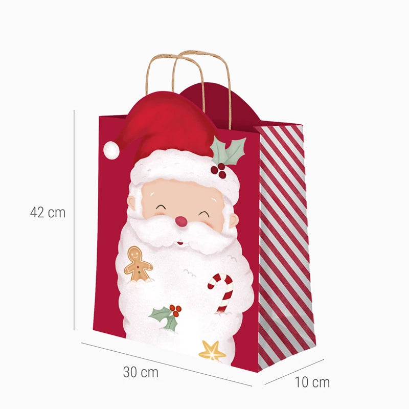 Grand sac cadeau de Noël en carton 30 x 10 x 42 cm Le Père Noël arrive !