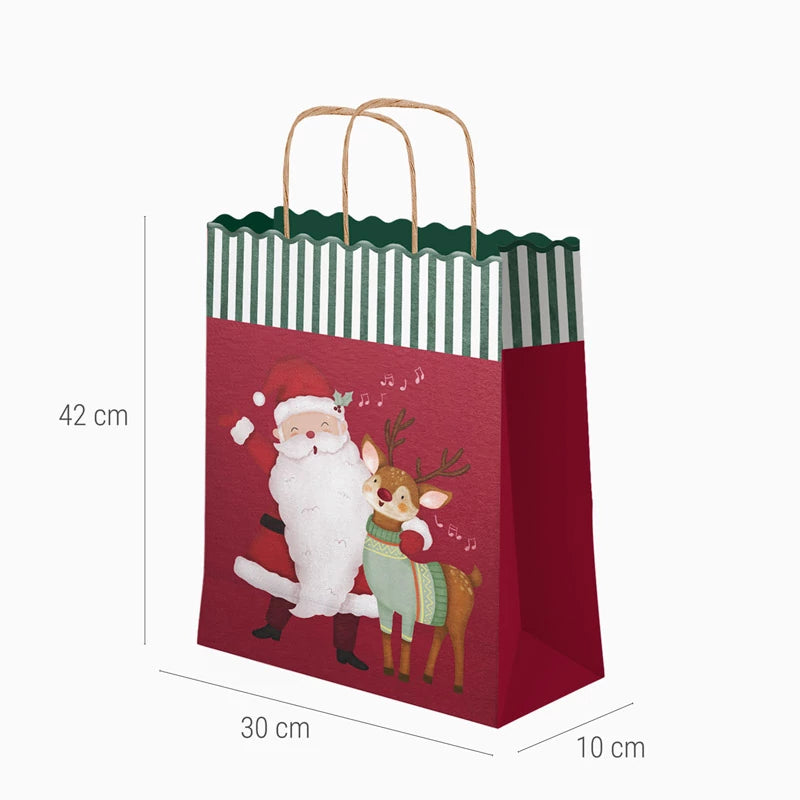 Grand sac cadeau de Noël en carton 30 x 10 x 42 cm Le Père Noël arrive !