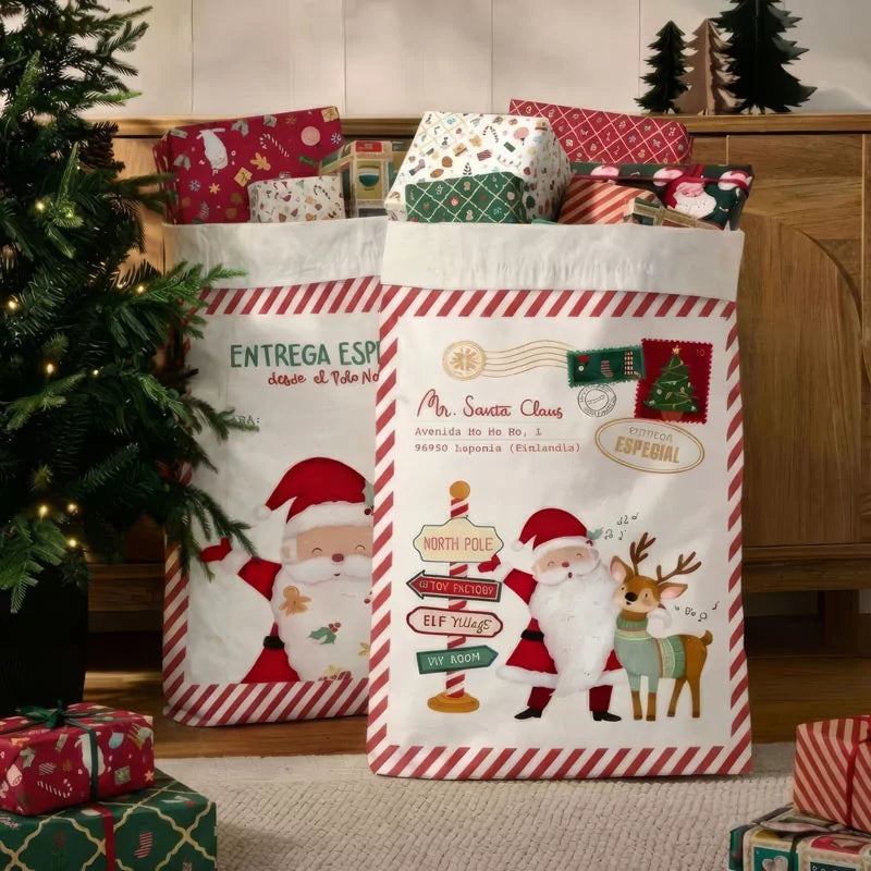 Saco de embrulho XL O Papai Noel está chegando!