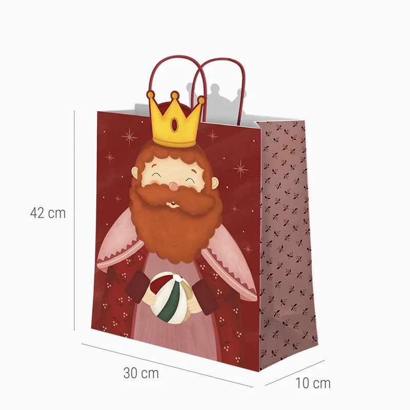 Grande sacchetto regalo di Natale 30 x 10 x 42 cm Piccolo Re Magi Gaspare