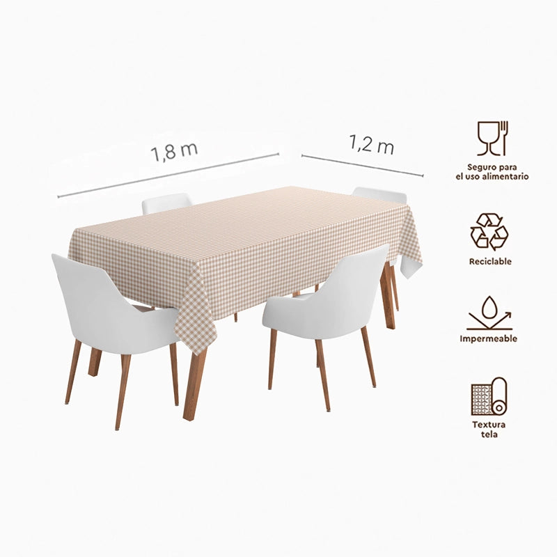 Inspiracion con Mantel Papel Plegado Impermeable 1.20 x 1.80 m Vichy Crema
