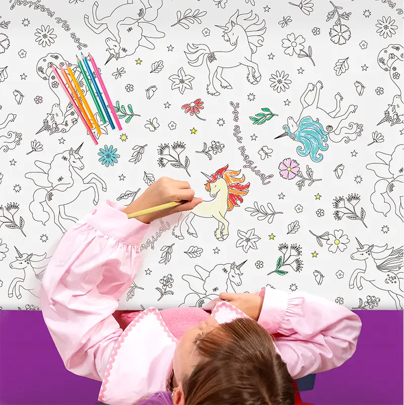 Inspiracion con Mantel Papel Plegado Impermeable 1.20 x 1.80 m para Colorear Unicornios Mágicos
