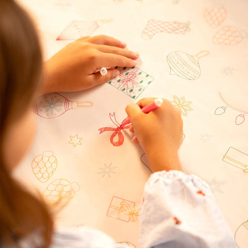 Inspiracion con Mantel Papel Plegado Impermeable 1.20 x 1.80 m + Rotuladores para Colorear ¡Llega Papá Noel!