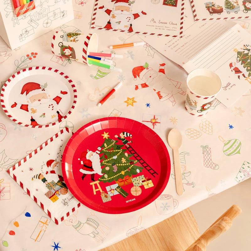 Inspiracion con Mantel Papel Plegado Impermeable 1.20 x 1.80 m + Rotuladores para Colorear ¡Llega Papá Noel!