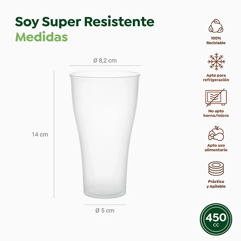 Vaso Pinta Plástico PP Reutilizable 450 cc Transparente