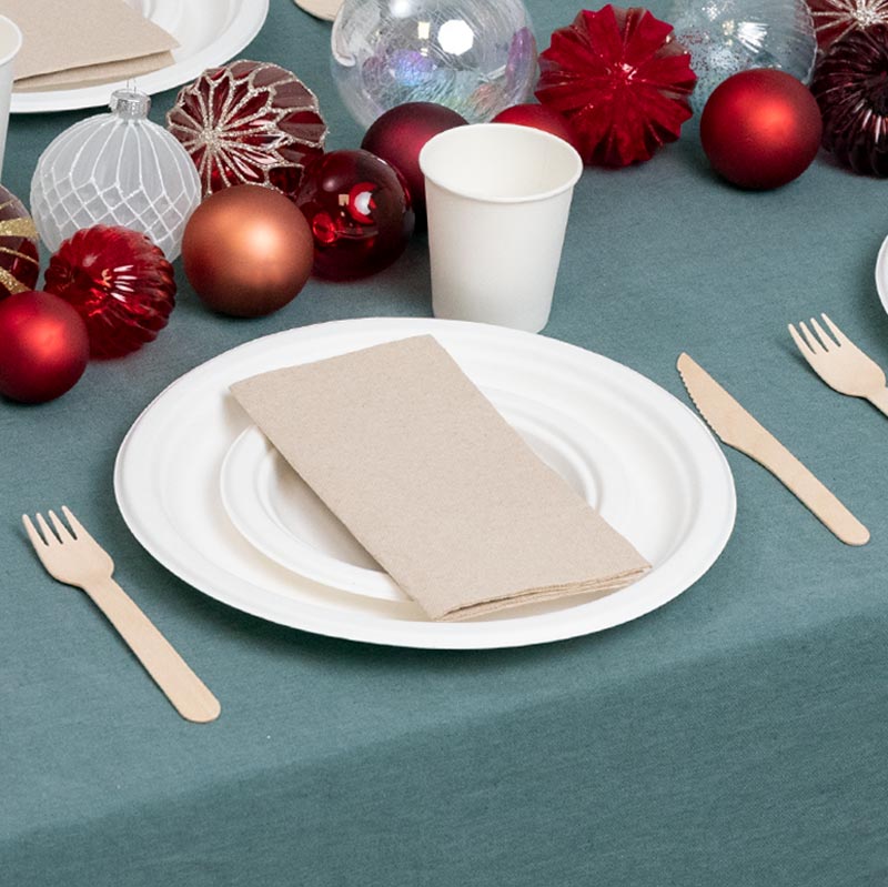 Set Cubiertos Servilleta Cuchara Cuchillo y Tenedor Madera (1 ud)