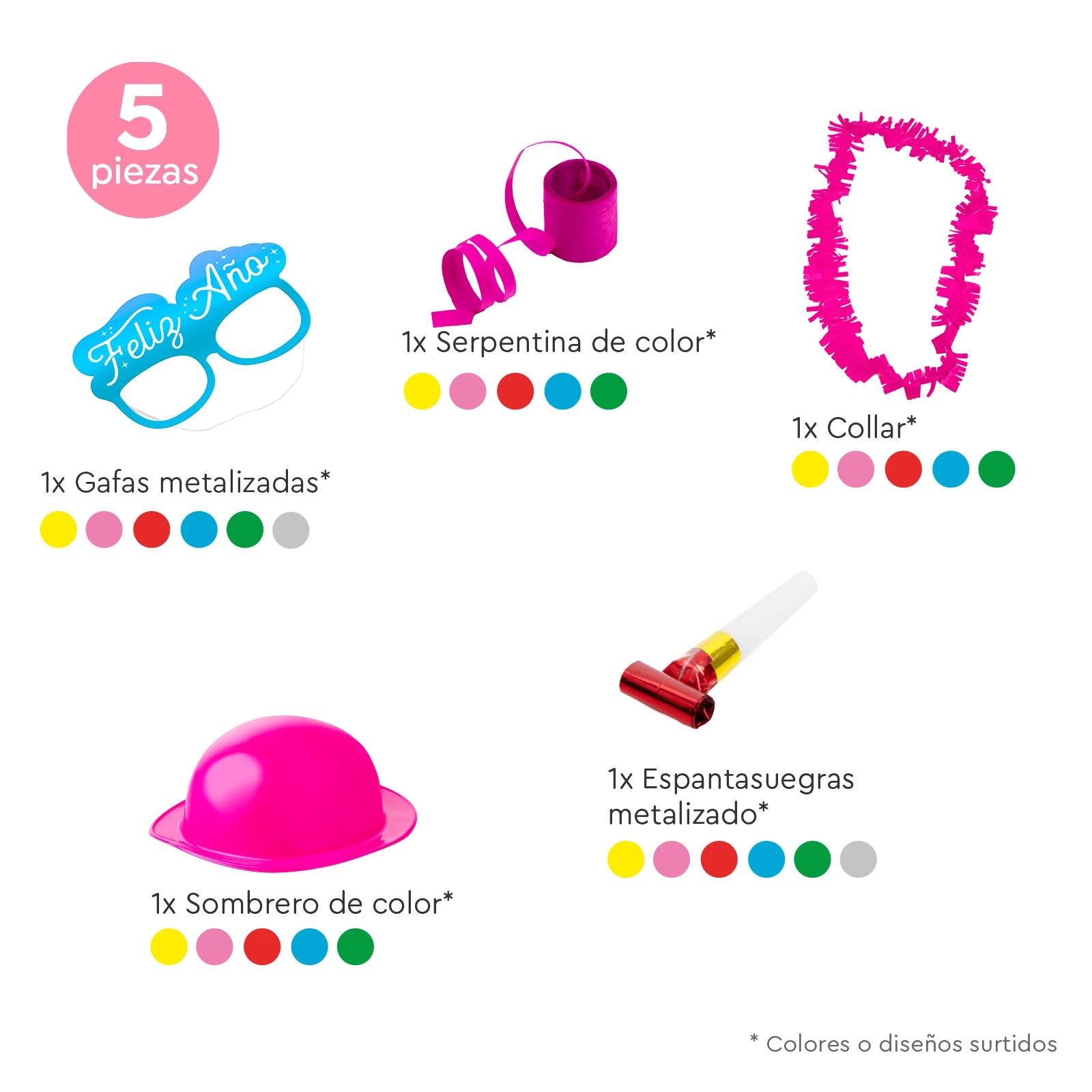 Bolsa de Cotillón Kiss a Girl Nochevieja 5 Piezas (10 uds)