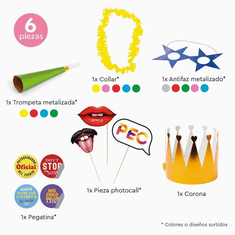 Bolsa de Cotillón Queer (Corona Cartón) Nochevieja 6 piezas (1 ud)