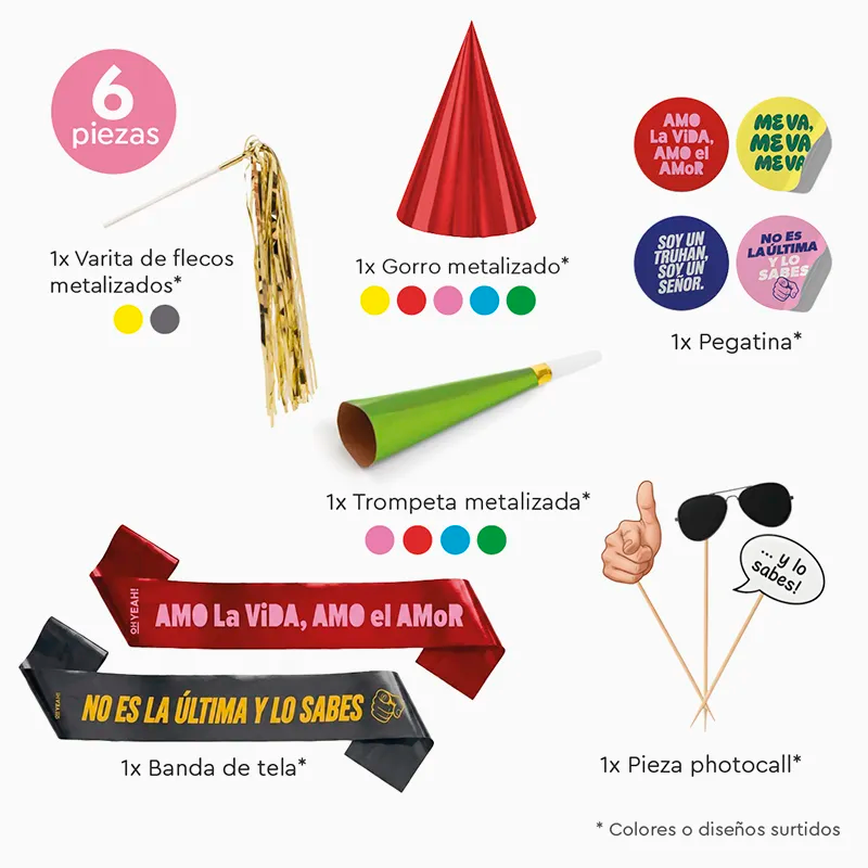 Bolsa Festa 'Vou, Vou' Reveillon 6 peças (48 unidades)