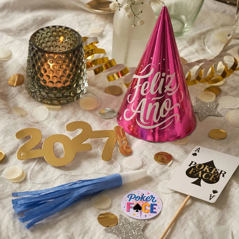 Bustina per feste 'Poker Face' Capodanno 6 pezzi (1 unità)