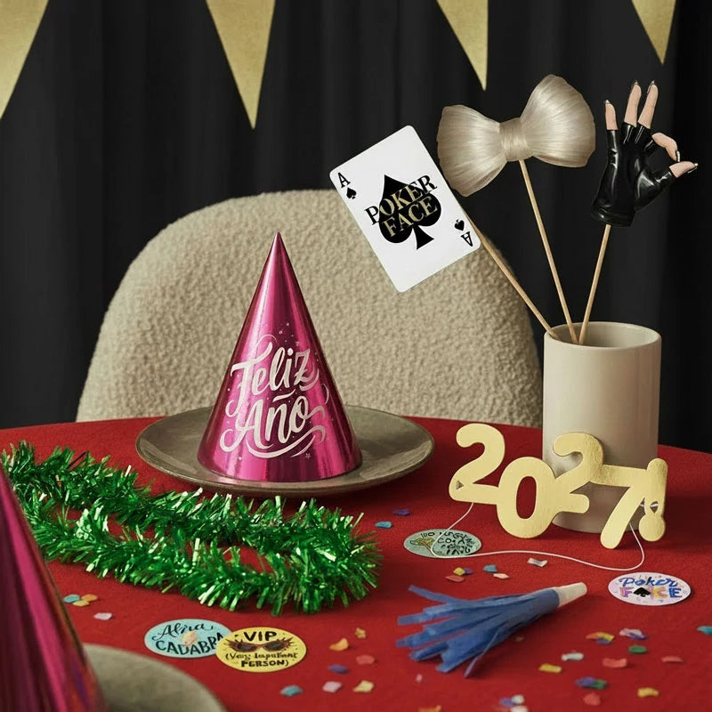 Bustina per feste 'Poker Face' Capodanno 6 pezzi (1 unità)