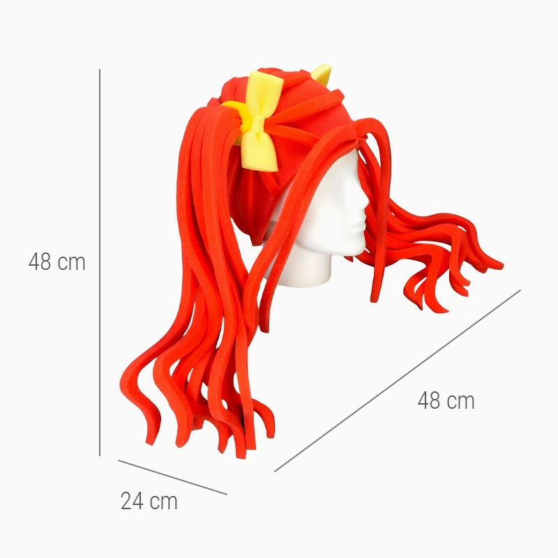 Peluca Goma Espuma Gigante Dos Coletas Rojas